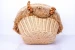 Bamboo handbag with tassels and shells, brown handle